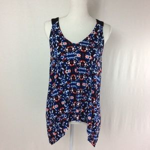 L63 Adrianna Papell Blue & Black Tank Size Medium